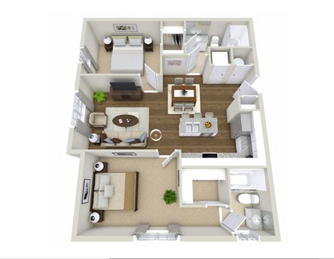Floor plan for 2 beds, 2 baths, 874 sqft
